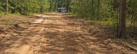 Before: Unprepared ground before driveway installation